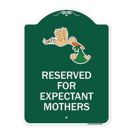 Signmission Reserved for Expectant Mothers W/ Stork & Baby Graphic Heavy-Gauge Alum, 24" L, 18" H, GW-1824-23201 A-DES-GW-1824-23201